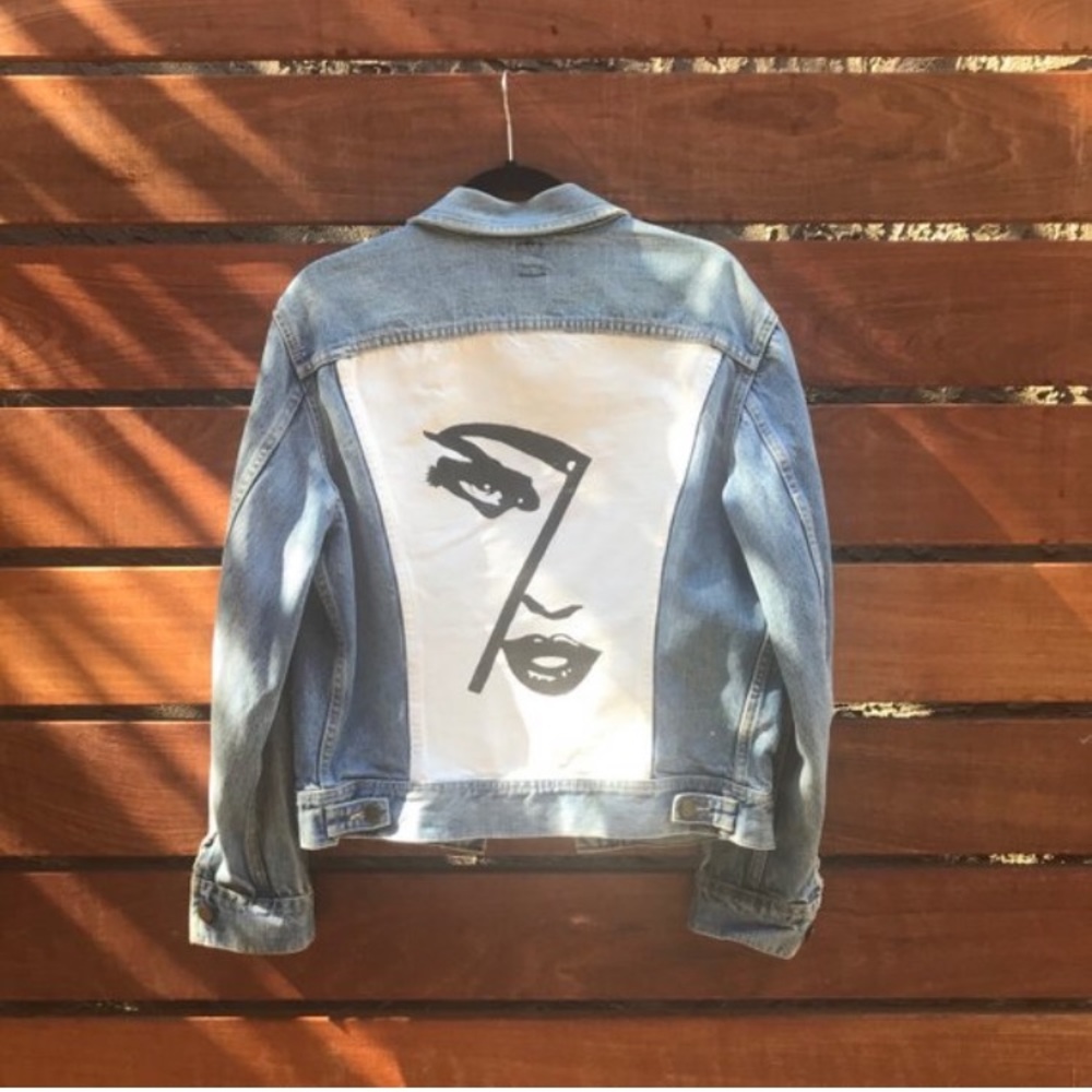 Slay All Day Vintage Hand Painted Denim Jacket
